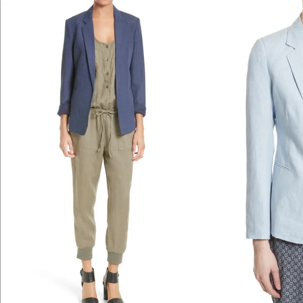 Joie 100% linen navy open front blazer